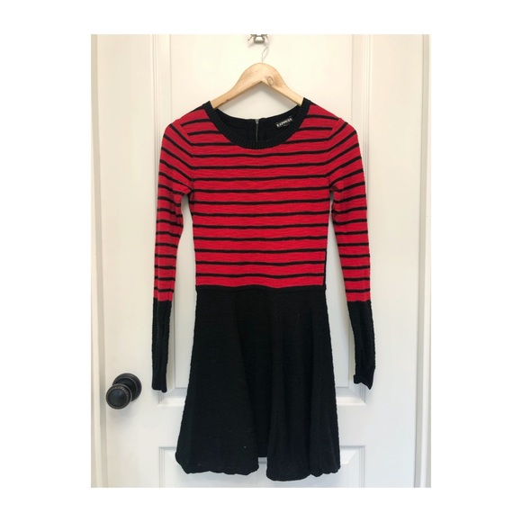Express Red and Black Sweater Dress - Picture 4 of 5